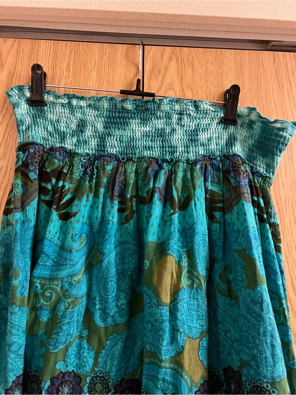 Teal Floral Smocked Maxi Skirt - Women
